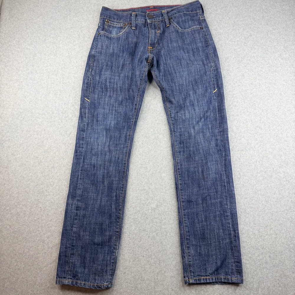 Levis 599 Red Skinny Straight Jeans Mens W30 L30 Medium Wash Blue Denim Low Rise